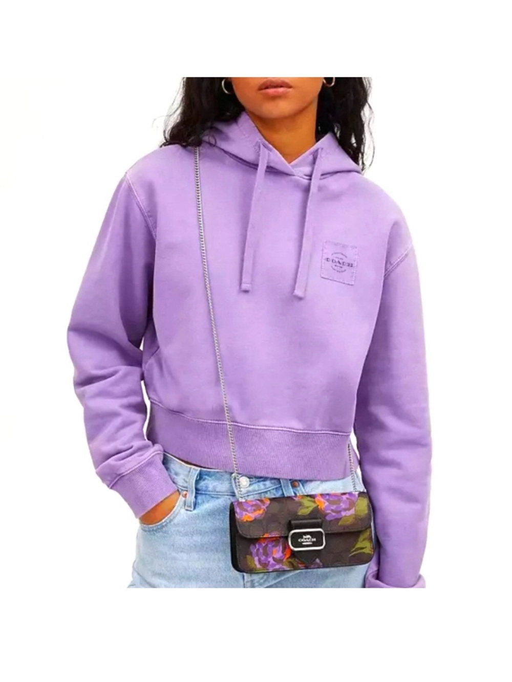 Coach Outlet Garment Dye Cropped Hoodie in lavender purple